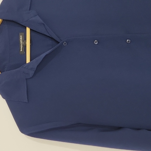 BANANA REPUBLIC WOMEN'S LONG SLEEVE COLLARED OVERESIZED OPEN BACK BUTTON BLOUSE - Picture 5 of 11